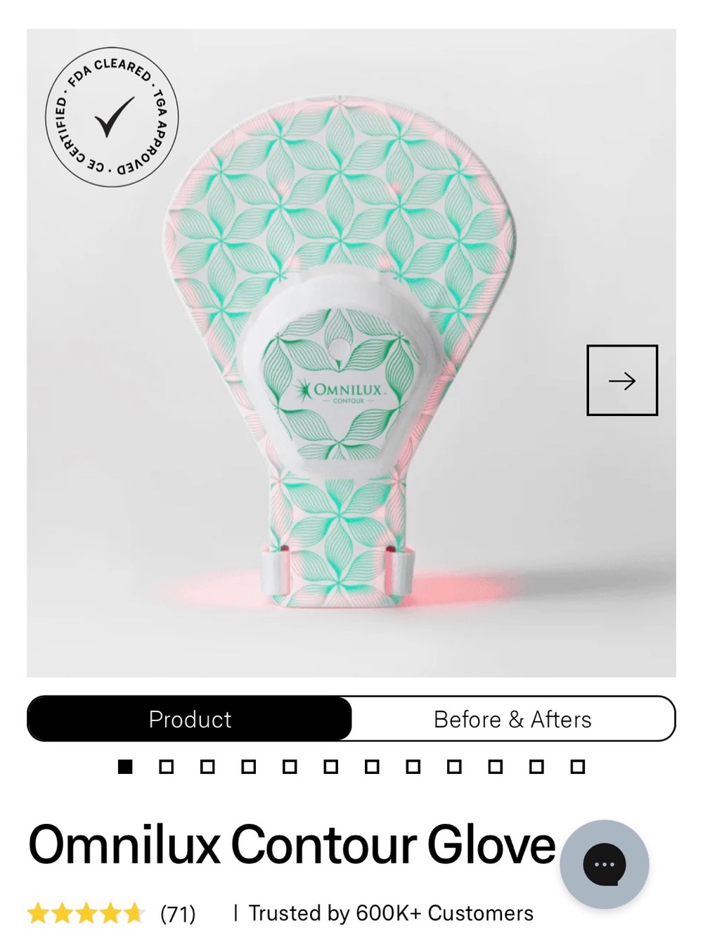 NEW IN BOX Omnilux Contour Glove in Mint/White - Omnilux
